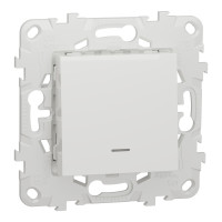 Выключатель одноклавишный с подсветкой вх.1а, 10А Unica New Schneider Electric белый NU520118N