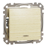 Вимикач одноклавішний з синьою LED підсвіткою береза Sedna Design & Element SDD180101L