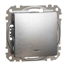 Выключатель одноклавишный с синей LED подсветкой матовый алюминий Sedna Design & Element SDD170101L