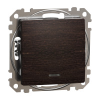 Выключатель одноклавишный с синей LED подсветкой венге Sedna Design & Element SDD181101L