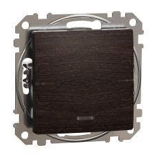 Выключатель одноклавишный с синей LED подсветкой венге Sedna Design & Element SDD181101L