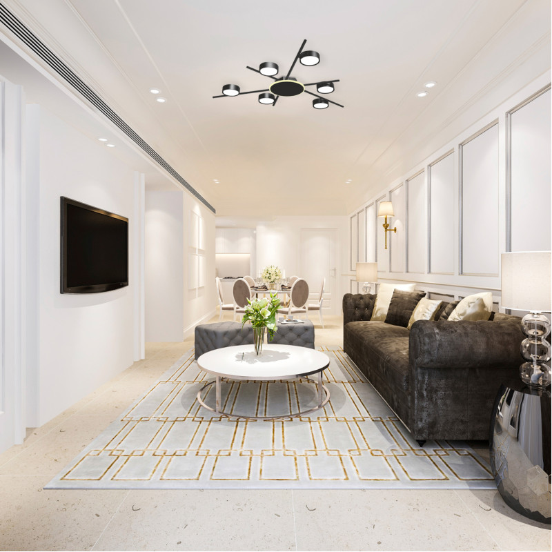 Світильник VIDEX під лампу 6xGX53 накладний з підсвіткою чорний VL-SPF22B-BB