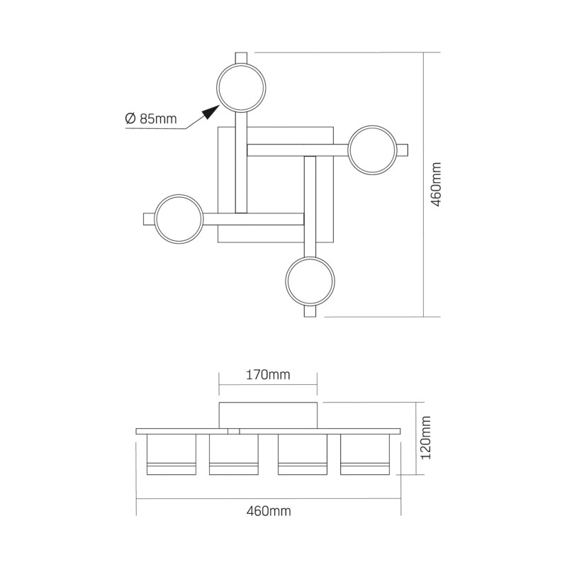 Світильник спот VIDEX під лампу 4xGX53 накладний Чорний (VL-SPF31-4B)