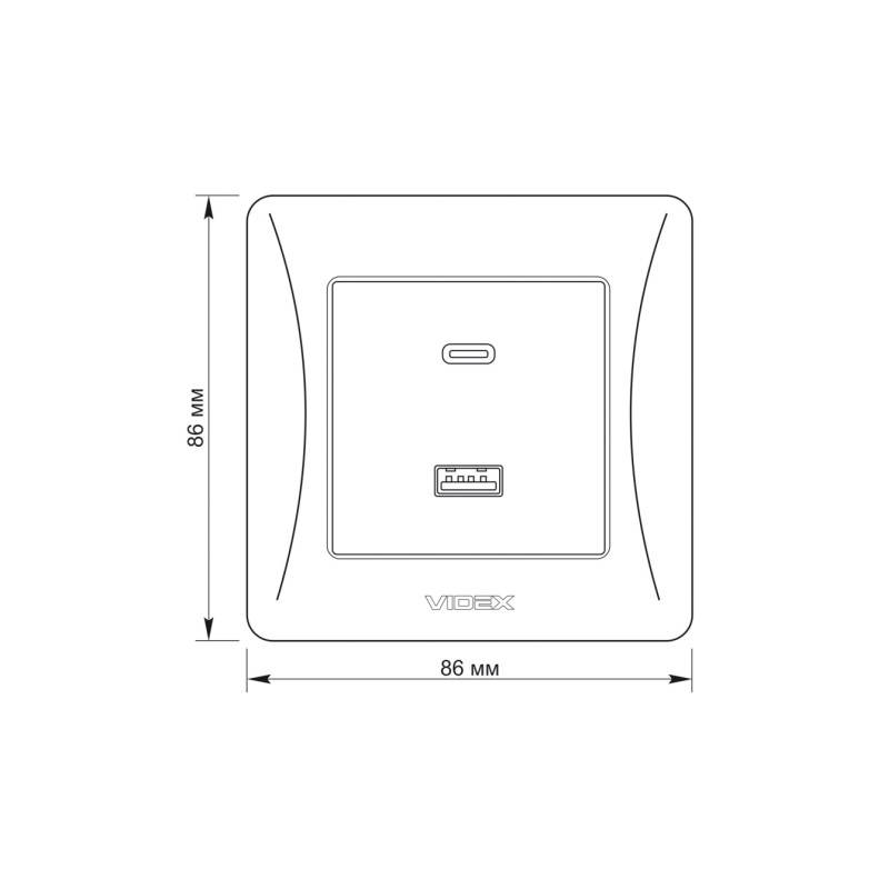Розетка USB-A+USB-C PD20W белая VIDEX BINERA