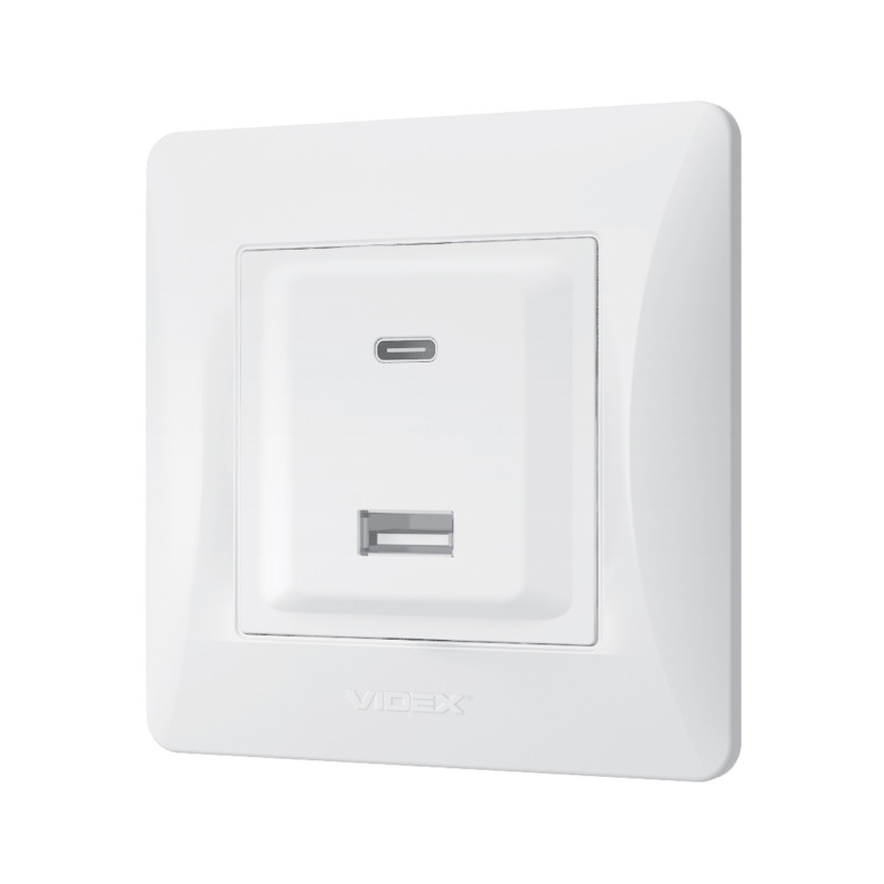 Розетка USB-A+USB-C PD20W белая VIDEX BINERA