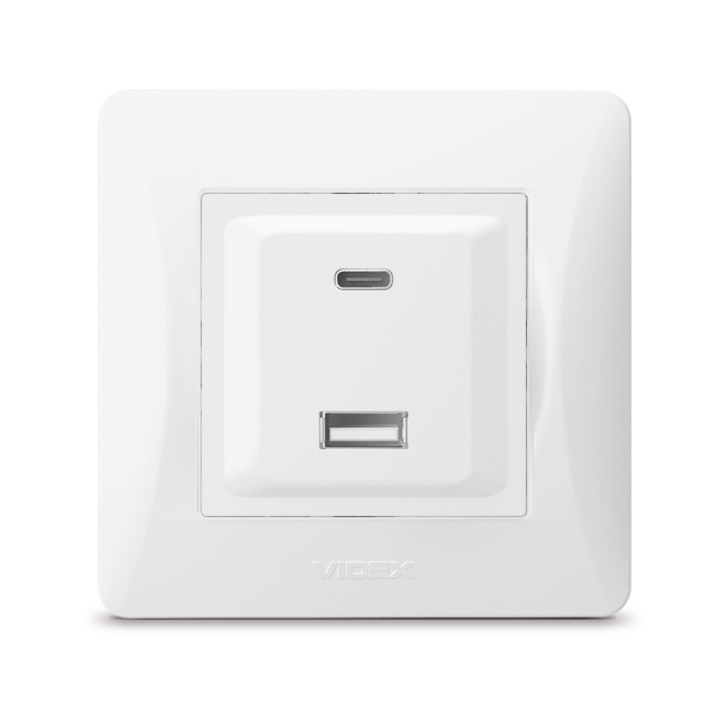 Розетка USB-A+USB-C PD20W белая VIDEX BINERA