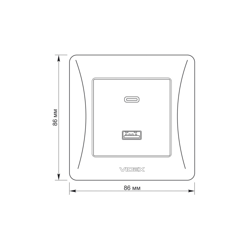 Розетка USB-A+USB-C PD20W черный графит VIDEX BINERA (VF-BNCHRUC20-BG)