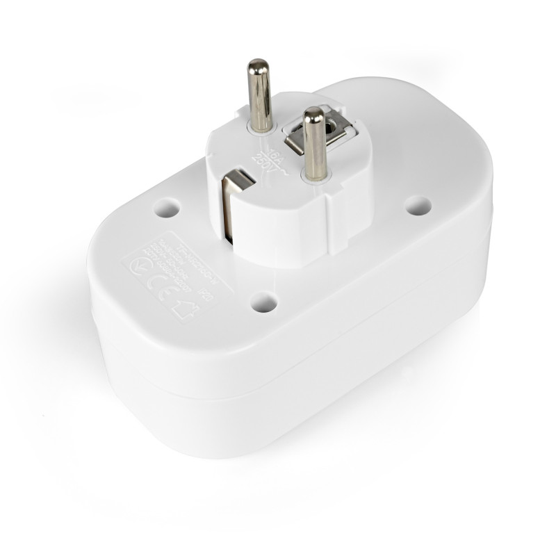 Сетевой разветвитель с заземлением 2 гнезда белый TITANUM STANDARD (ТF-MR216G-W)