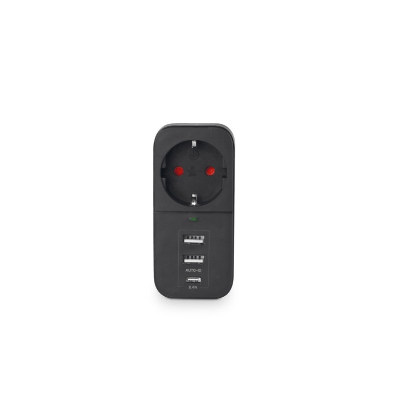 Адаптер сетевой VIDEX ONCORD с/с 1п 2.4A 2USB+USB-C черный (VF-AD1G2U1C-B)