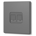 Розетка CAT6e подвійна комп'ютерна сірий графіт VIDEX NOTA (VF-NT-SK2PC6-GR)