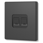 Розетка CAT6e подвійна комп'ютерна вугільно-чорна VIDEX NOTA (VF-NT-SK2PC6-BL)