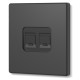 Розетка CAT6e двойная компьютерная угольно-черная VIDEX NOTA (VF-NT-SK2PC6-BL)