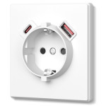 Розетка одинарна із заземленням USB-A+C 20W біла матова VIDEX NOTA (VF-NT-SK1GUC-WH)