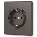 Розетка одинарна із заземленням USB-A+C 20W мокко VIDEX NOTA (VF-NT-SK1GUC-BR)