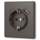 Розетка одинарная с заземлением USB-A+C 20W мокко VIDEX NOTA (VF-NT-SK1GUC-BR)