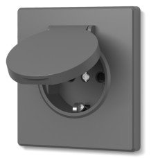 Розетка одинарная с заземлением и крышкой серый графит VIDEX NOTA (VF-NT-SK1GC-GR)