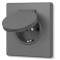 Розетка одинарная с заземлением и крышкой серый графит VIDEX NOTA (VF-NT-SK1GC-GR)