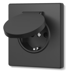 Одинарная розетка с заземлением и крышкой угольно-черная VIDEX NOTA (VF-NT-SK1GC-BL)
