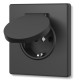 Розетка одинарна із заземленням та кришкою вугільно-чорна VIDEX NOTA (VF-NT-SK1GC-BL)