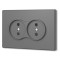 Розетка двойная без заземления серый графит VIDEX NOTA (VF-NT-SK2-GR)
