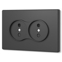 Розетка двойная без заземления угольно-черная VIDEX NOTA (VF-NT-SK2-BL)