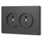 Розетка двойная без заземления угольно-черная VIDEX NOTA (VF-NT-SK2-BL)