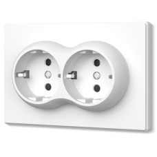 Розетка двойная с заземлением белая матовая VIDEX NOTA (VF-NT-SK2G-WH)