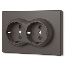 Розетка двойная с заземлением мокко VIDEX NOTA (VF-NT-SK2G-BR)