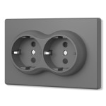Розетка подвійна із заземленням сірий графіт VIDEX NOTA (VF-NT-SK2G-GR)