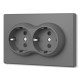 Розетка подвійна із заземленням сірий графіт VIDEX NOTA (VF-NT-SK2G-GR)