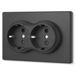 Розетка подвійна із заземленням вугільно-чорна VIDEX NOTA (VF-NT-SK2G-BL)