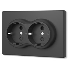 Розетка двойная с заземлением угольно-черная VIDEX NOTA (VF-NT-SK2G-BL)
