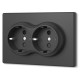 Розетка двойная с заземлением угольно-черная VIDEX NOTA (VF-NT-SK2G-BL)
