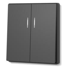 Выключатель двухклавишный с подсветкой угольно-черный VIDEX NOTA (VF-NT-SW2L-BL)