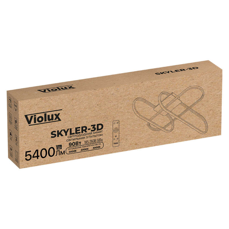 Светильник LED smart SKYLER-3D +пульт 90W 3000-5000K IP20 белый Violux ( 220885 )
