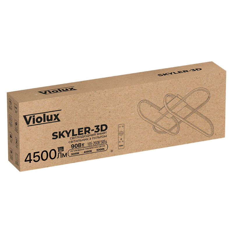 Світильник LED smart SKYLER-3D +пульт 90W 3000-5000K IP20 чорний Violux ( 220875 )