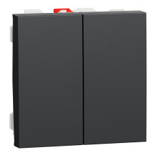 Переключатель 2-клавишный (2 модуля) 10А Unica New Schneider Electric антрацит NU321354
