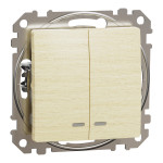 Выключатель двухклавишный с подсветкой береза Sedna Design & Elements Schneider Electric SDD180105L