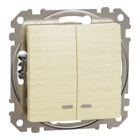 Выключатель двухклавишный с подсветкой береза Sedna Design & Elements Schneider Electric SDD180105L