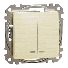 Выключатель двухклавишный с подсветкой береза Sedna Design & Elements Schneider Electric SDD180105L