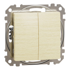 Выключатель кнопочный двухклавишный 10A береза Sedna Design & Elements SDD180118
