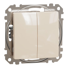 Выключатель кнопочный двухклавишный 10A бежевый Sedna Design & Elements SDD112118