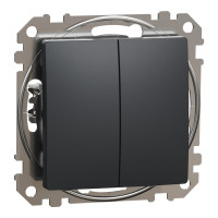 Выключатель кнопочный двухклавишный 10A черный Sedna Design & Elements SDD114118