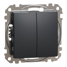 Выключатель кнопочный двухклавишный 10A черный Sedna Design & Elements SDD114118