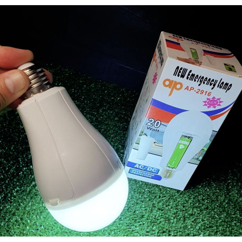 Светодиодная аккумуляторная лампочка 20Вт Е27 6500К (2х18650)