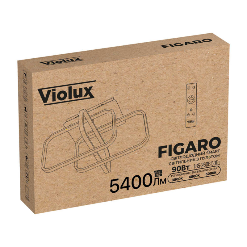 Світильник LED smart FIGARO +пульт 90W 3000-5000K IP20 чорний Violux ( 220855 )