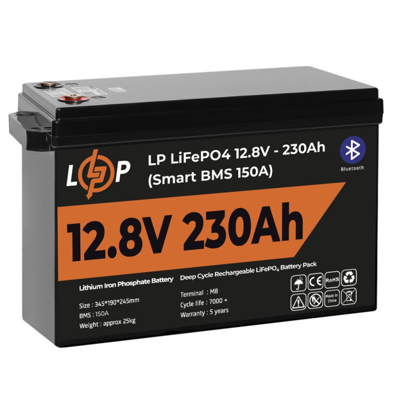 Аккумулятор LP LiFePO4 12V (12,8V) - 230 Ah (2944Wh) (Smart BMS 150А) с BT пластик