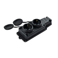 Колодка Violux каучук настенная 2-я с заземлением с крышкой IP44 930650