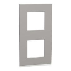 Рамка 2-постовая вертикальная Unica Pure алюминий, Schneider Electric NU6004V80