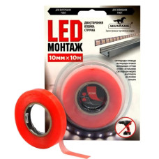 Двухсторонняя клейкая лента LED МОНТАЖ MUSTANG 10мм*10м LD1010